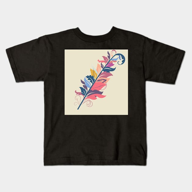 Tribal Feather Kids T-Shirt by CreativeByDesign